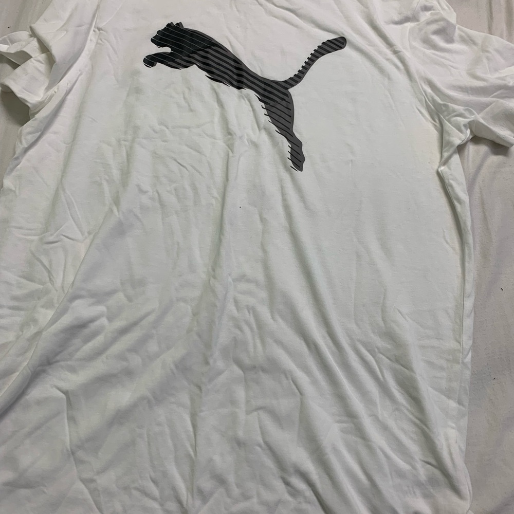 Puma Men's White Tee with Black Logo